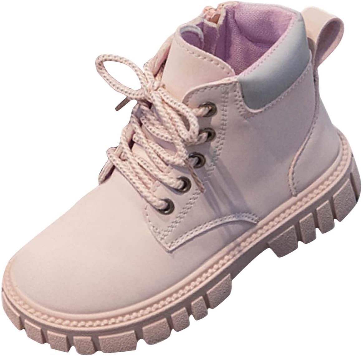 

Ботинки для мальчиков и девочек 3,5-10,5T, модные британского стиля, с шнуровкой и боковой молнией, нескользящие, модели рыцарских ботиночек Generic, Pink