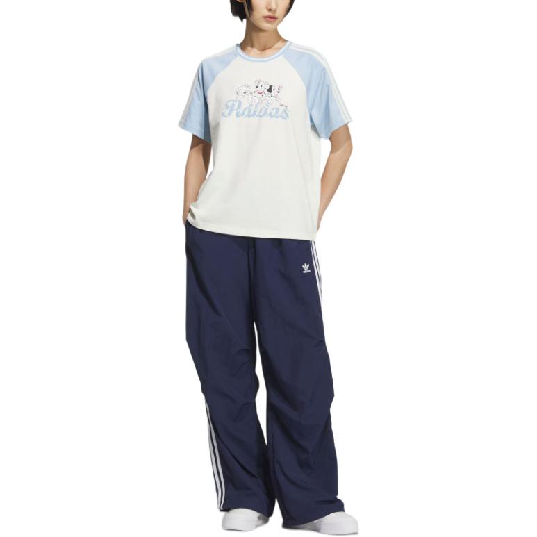 Футболка Disney SS25 с рукавом реглан женская Adidas Originals, белый/синий — фото 3