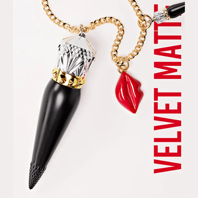 Christian Louboutin CL Scepter помада на цепочке матовая легко растушевывается натуральная, Three-Piece Set: Soft Matte Lipstick #318M+Short Chain+Pink Handbag Pendant — фото 4