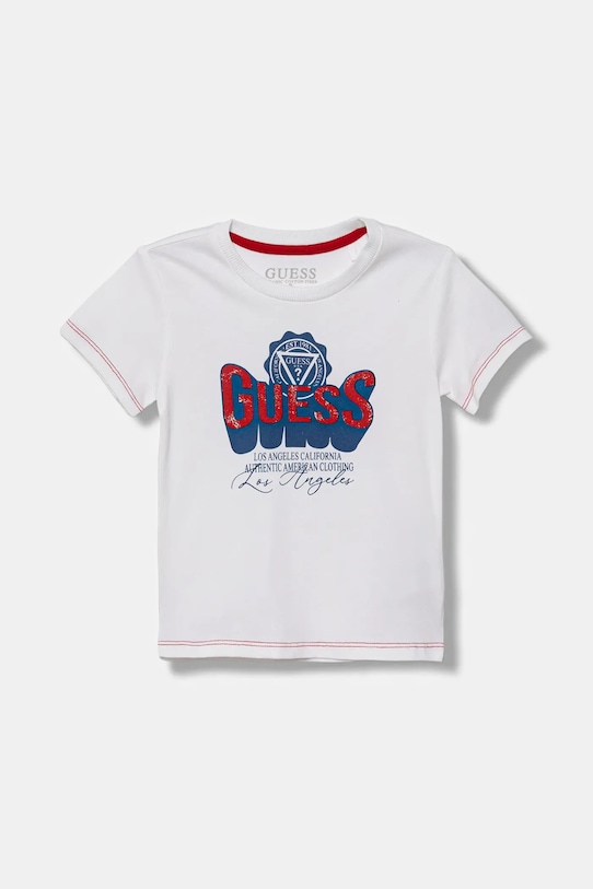 

Детская хлопковая футболка Guess, белый
