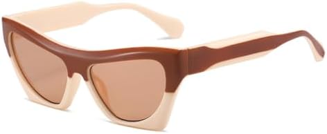 

Модные двухцветные солнцезащитные очки «кошачий глаз» для женщин, защита от УФ-излучения UV400, ретро-панк, трендовые солнцезащитные очки для мужчин MTZJH, Beige Light Tea