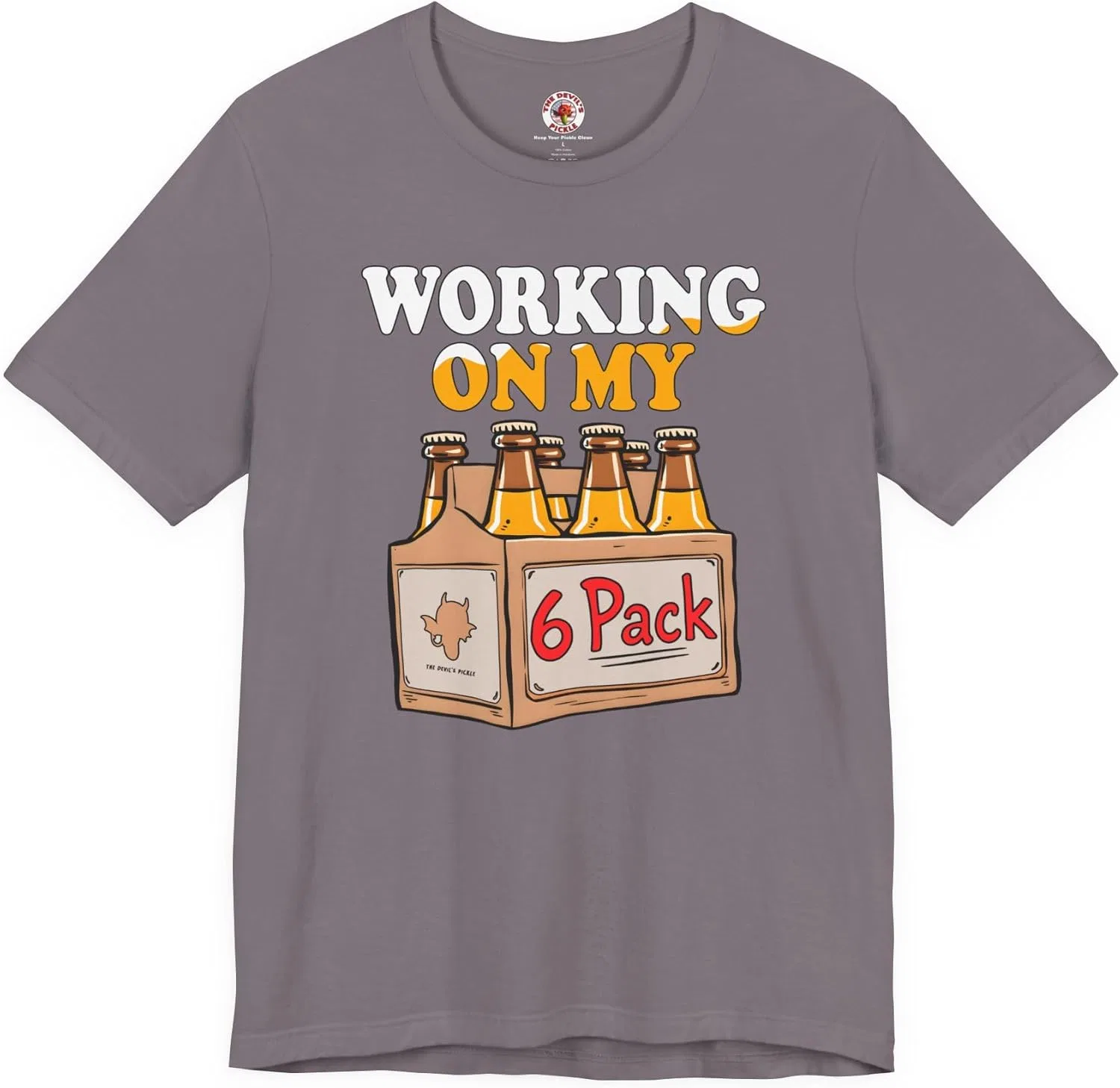 Футболка с принтом Working On My 6 Pack, Bella+Canvas 3001, Storm