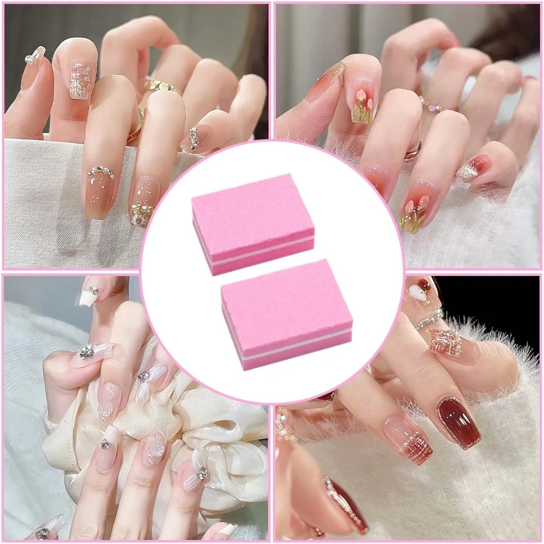 Набор из 50 шлифовальных блоков для ногтей Eavuyis, Pink — фото 4