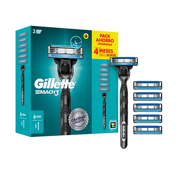

Бритва + 6 сменных стержней Pack Gillette Mach Gillette, 1 UD