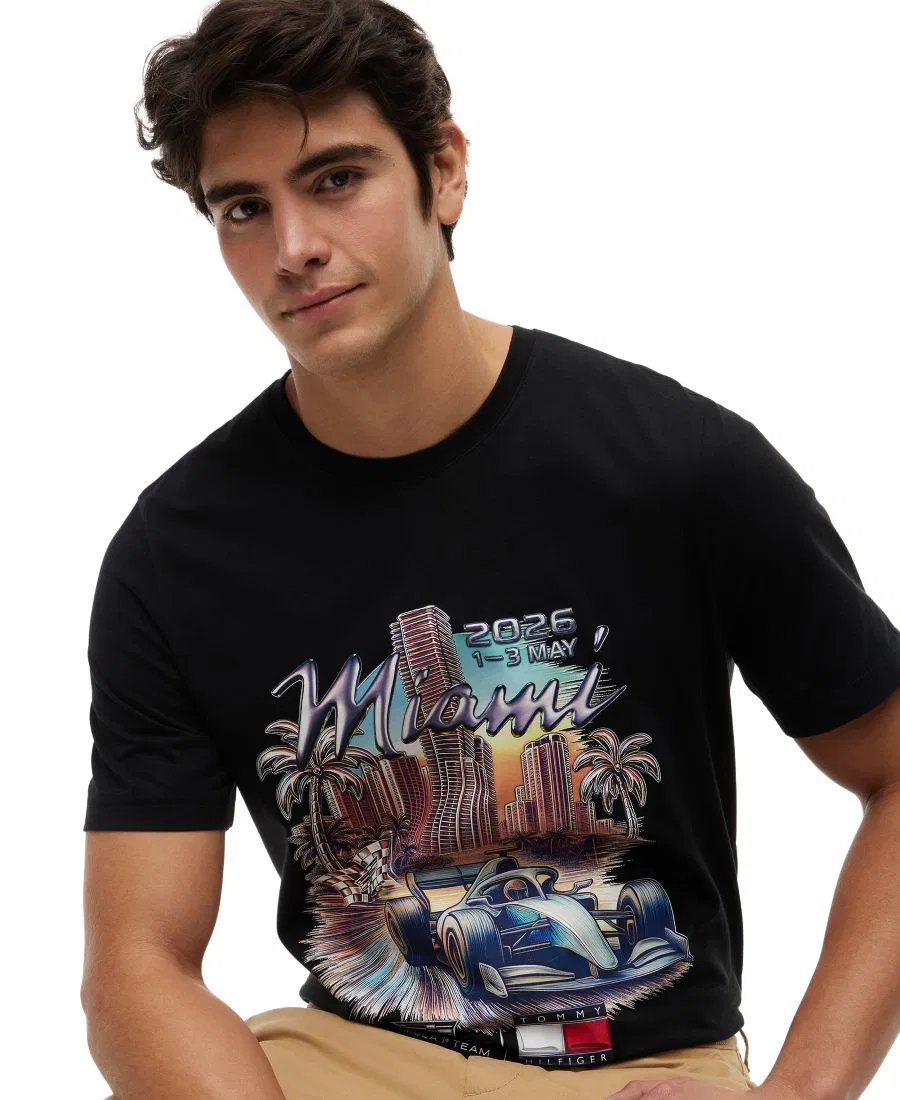 Мужская футболка с графическим принтом Cadillac F1 Miami Tommy Hilfiger, Black — фото 3