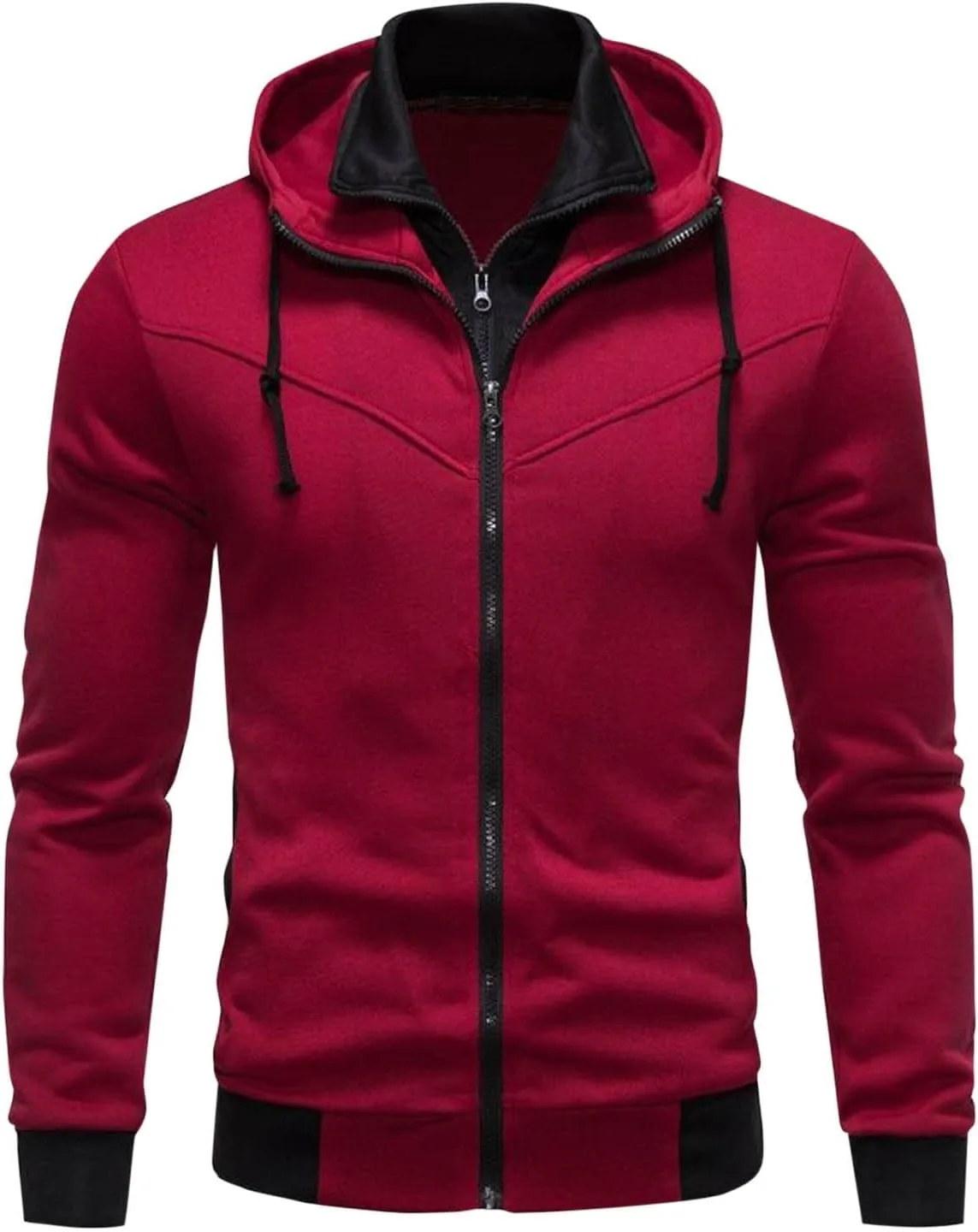 

Мужской худи с длинными рукавами, сплит, классический комфортный пуловер, свободный воротник-стойка, карманы