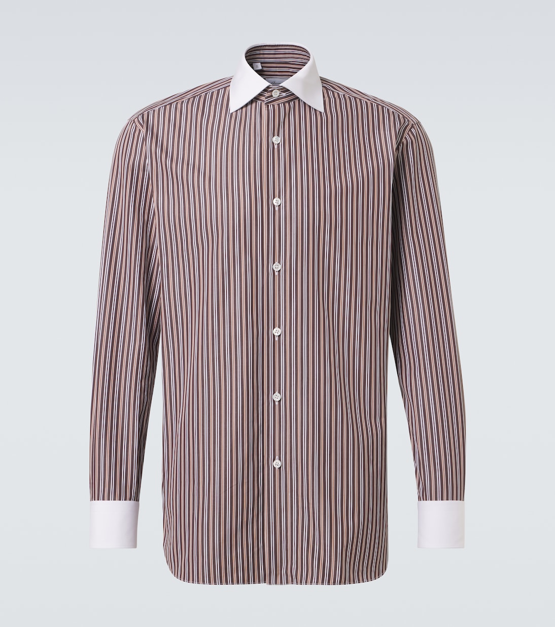 

Уильям полосатая хлопковая рубашка Brioni, Brown/Light Brown