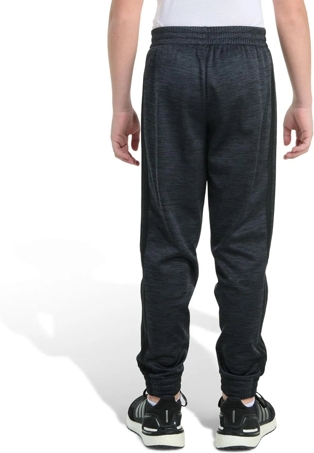 Детские спортивные брюки Adidas из флиса с тремя полосками, Black Heather — фото 4