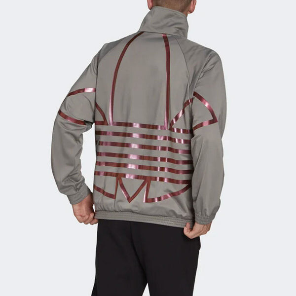 Куртка originals logo printing sports stand collar jacket gray Adidas, серый — фото 4