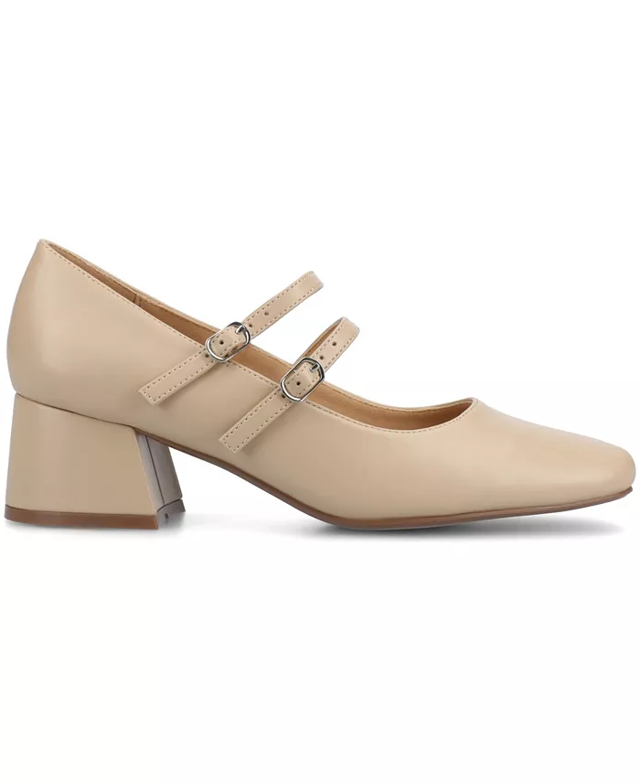 Женские туфли-лодочки Nally Double Strap Mary Jane Journee Collection, коричневый/бежевый — фото 2