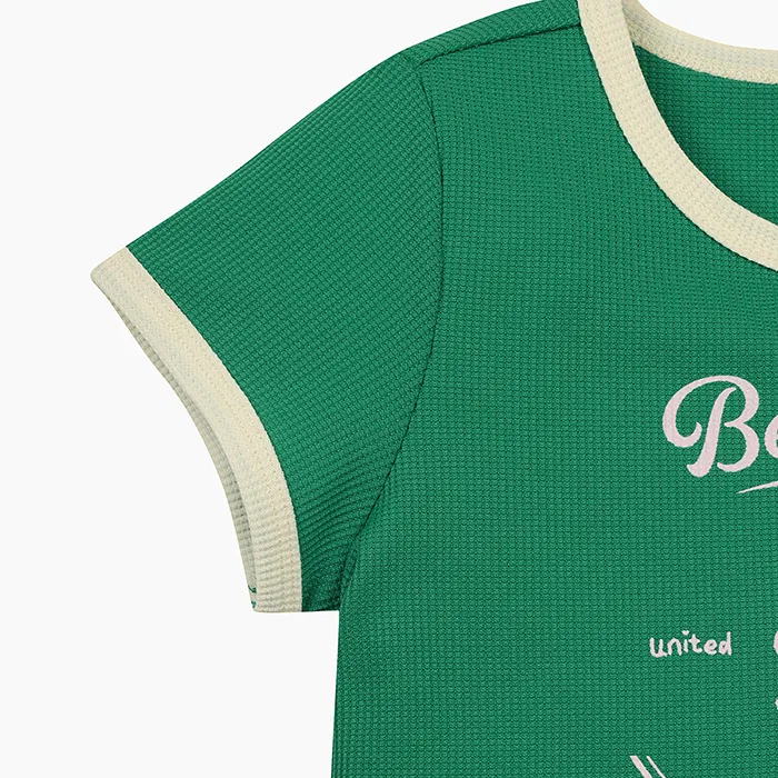 Детское вафельное платье-клёш зелёное от Benetton Kids — фото 4