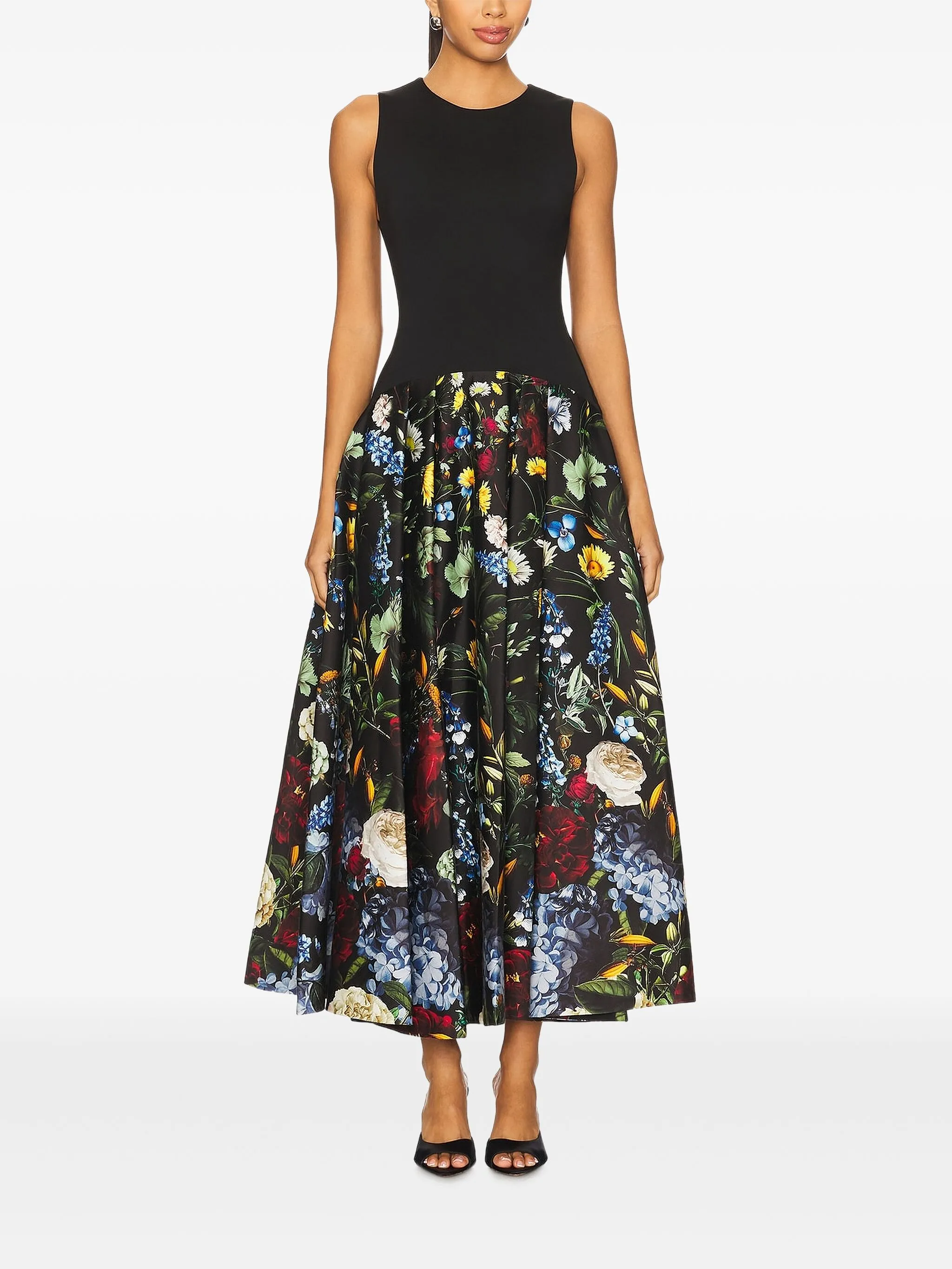 

Платье миди Adley с цветочным принтом Alice + Olivia, черный