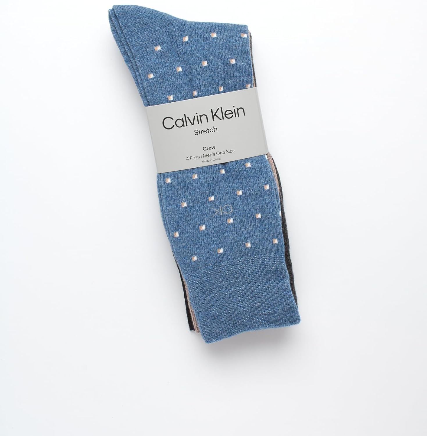 Мужские носки Calvin Klein Crew Socks - 4 пары, легкие, влагоотводящие, мягкие, спортивные носки для мужчин, для занятий спортом и бега, Blue/Tan Multi — фото 2