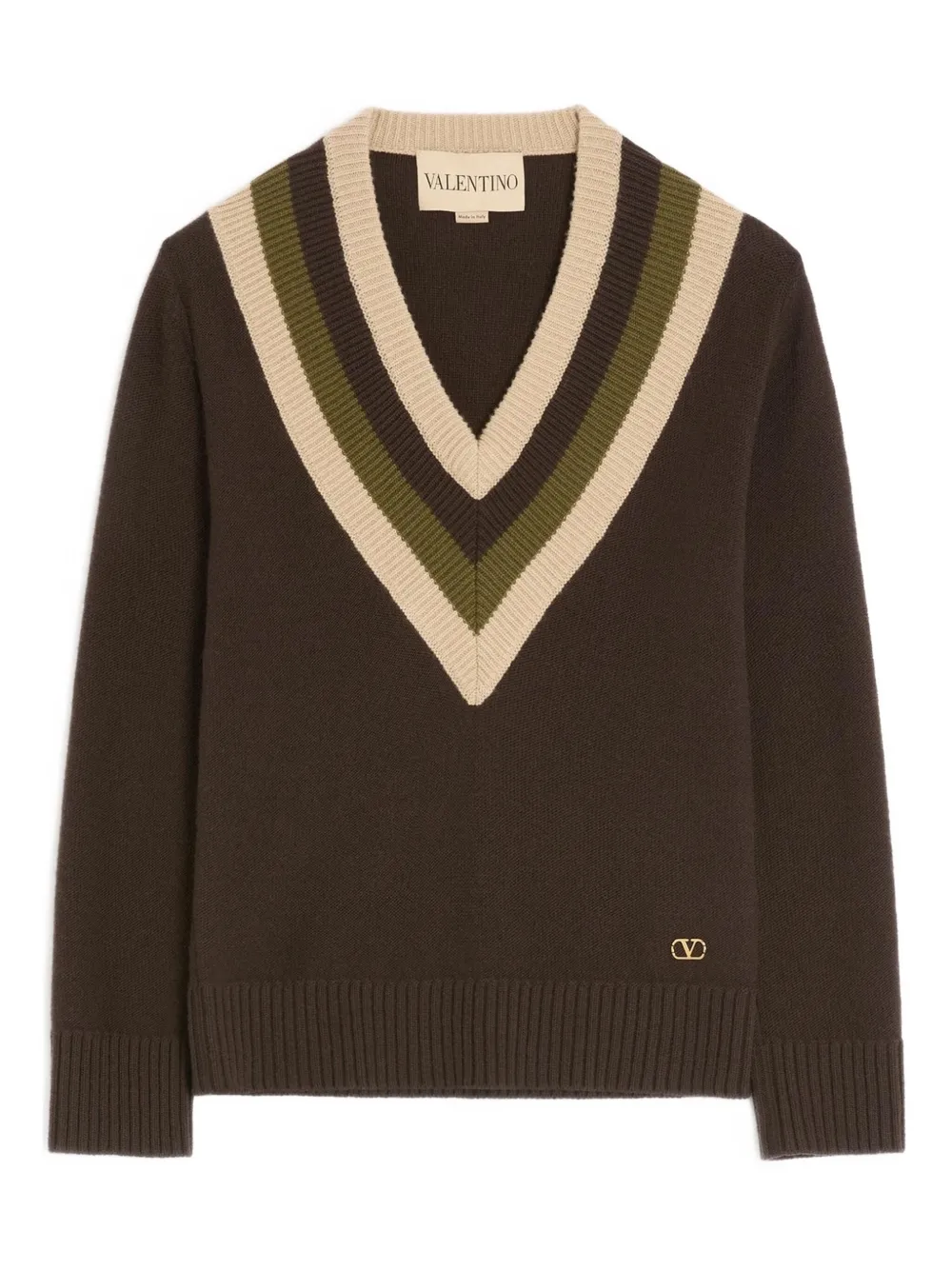 

Шерстяной свитер с V-образным вырезом VALENTINO GARAVANI, коричневый