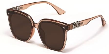 

Солнцезащитные очки в стиле ретро квадратной формы для женщин и мужчин, классическая винтажная оправа с защитой от УФ-излучения UV400 для использования на открытом воздухе MTZJH, Brown