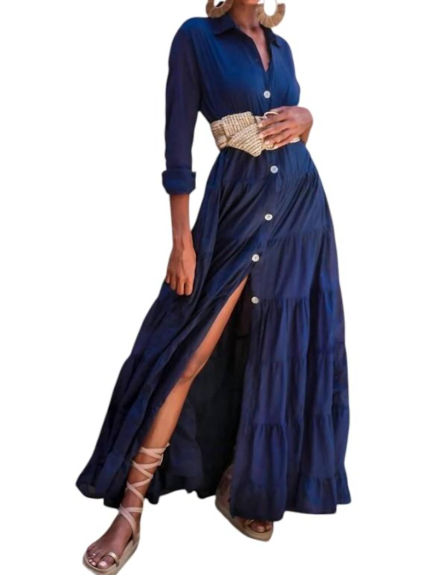 

Наталия макси-платье в темно-синем Erika Pe√±a