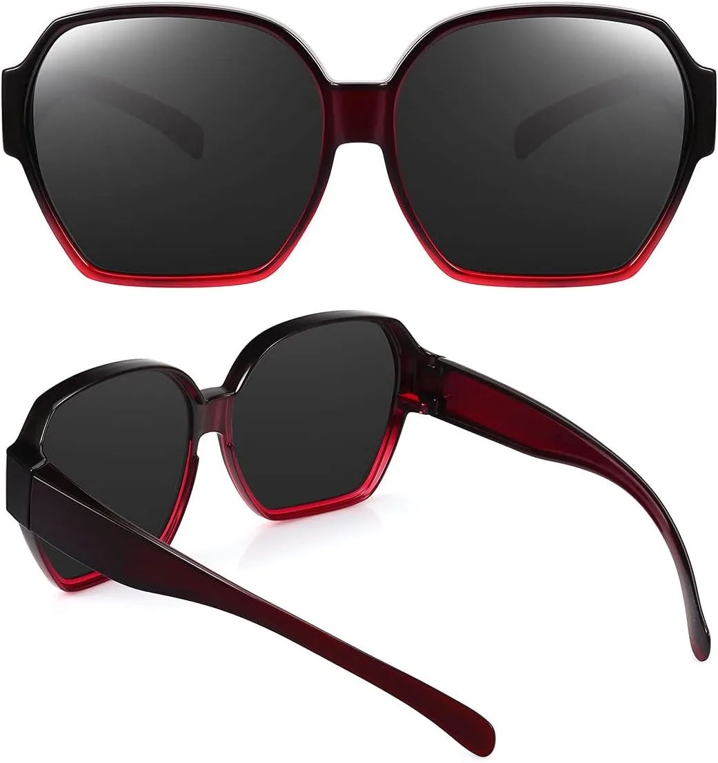 

Квадратные, увеличенные, поляризованные очки, надеваемые поверх солнцезащитных очков, с легкой крупной оправой, для женщин и мужчин TINHAO, F01-gradient Red