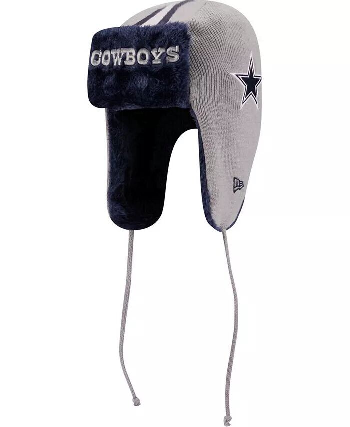 

Мужская серебристая вязаная шапка Dallas Cowboys Helmet Head Trapper New Era