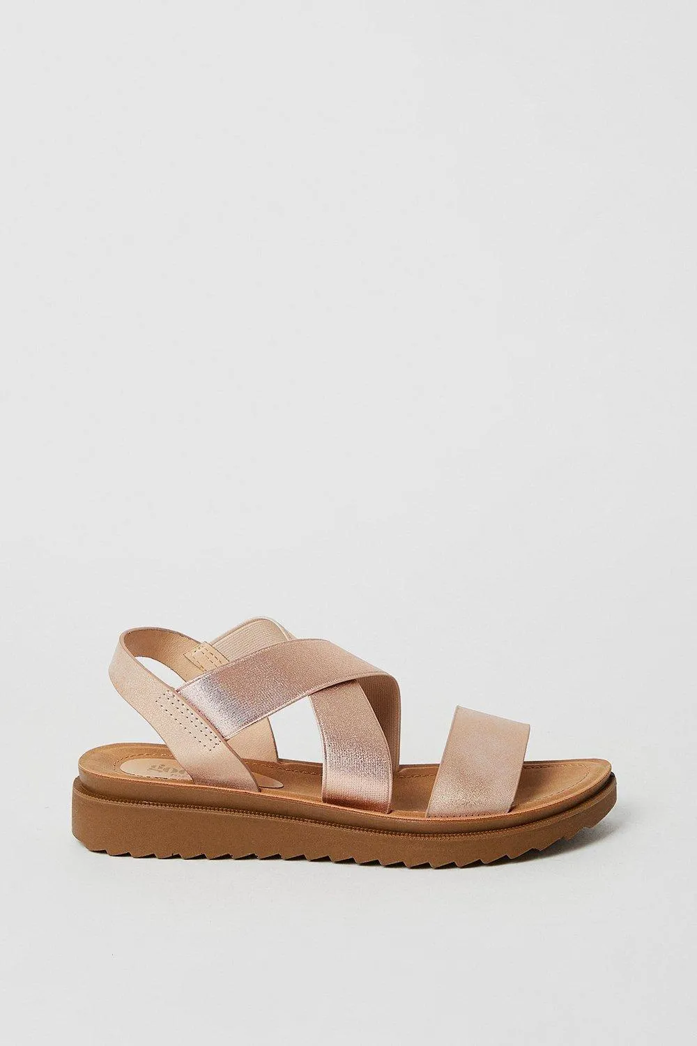 Хорошо для подошвы: широкие сандалии Ana Comfort с перекрестными ремешками Dorothy Perkins, розовое золото — фото 2