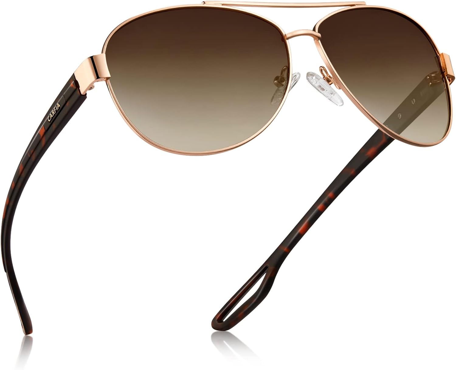 

Солнцезащитные очки CARFIA, стиль «пилот», женские. Поляризованные, защита от УФ. Металлическая оправа Polished Rose Gold, линзы Gradient Brown. Для вождения и активного отдыха