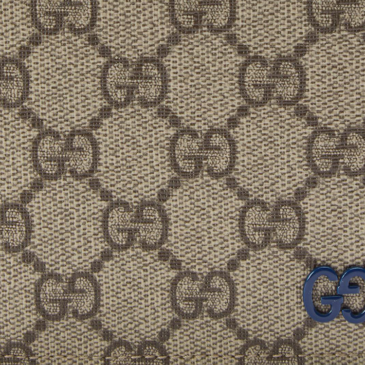 Кошелек мужской из холста GG Supreme с кожаными деталями бежевый/эбонитовый GUCCI — фото 4