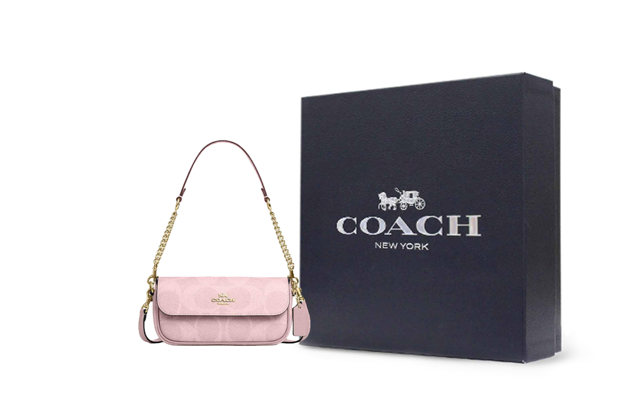 

COACH Хейли Маленькая женская сумка через плечо из лакированного холста с гладкой кожей розовая