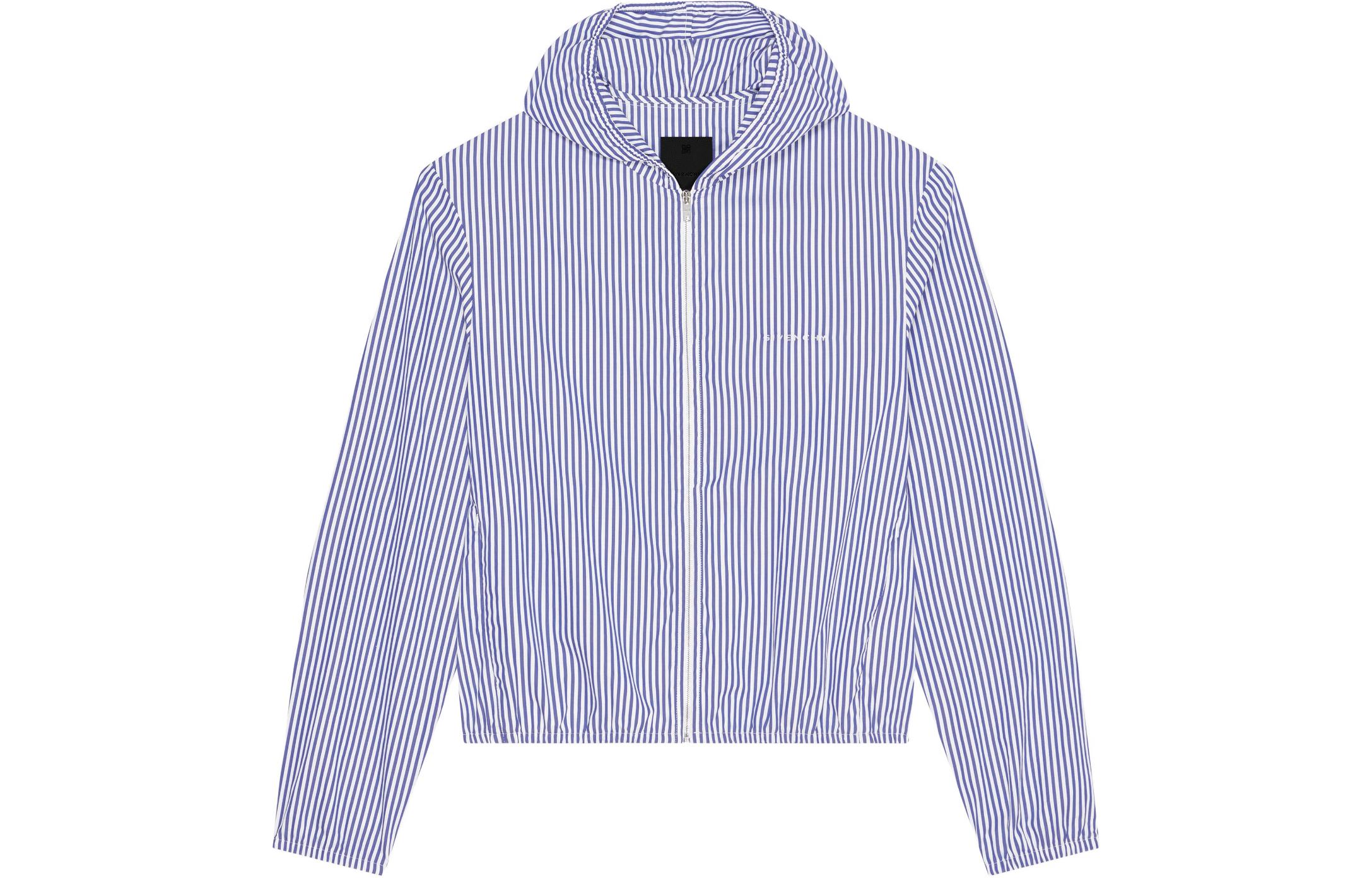 

Givenchy Полосатая хлопковая куртка с капюшоном, Blue