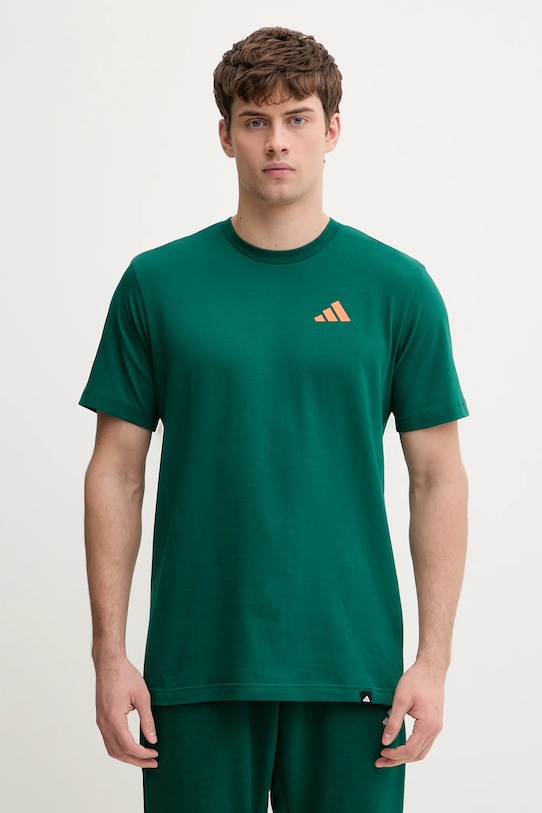 Хлопковая футболка everyday getaway Adidas, зеленый — фото 3