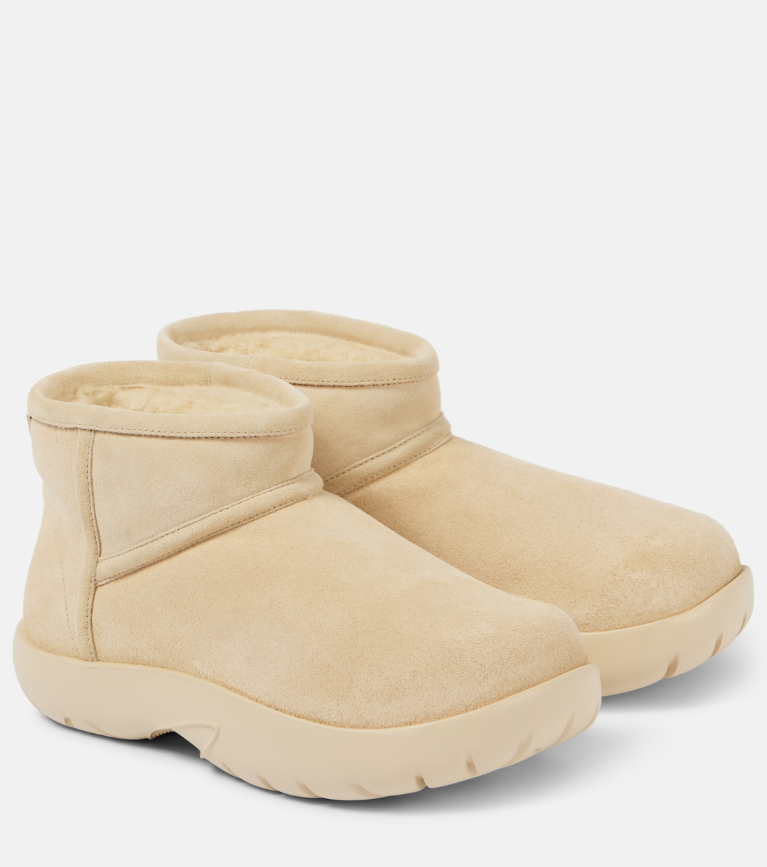 Мини-ботинки Snap на шнуровке с подкладкой из овчины Bottega Veneta, Porridge/Beige
