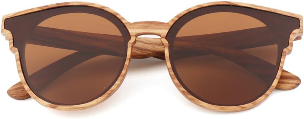 

Винтажные солнцезащитные очки с рисунком бабочки и зебры из дерева для женщин, дизайнерские солнцезащитные очки «кошачий глаз» для мужчин, поляризованные, UV400 UJNHGQ, Brown With Case