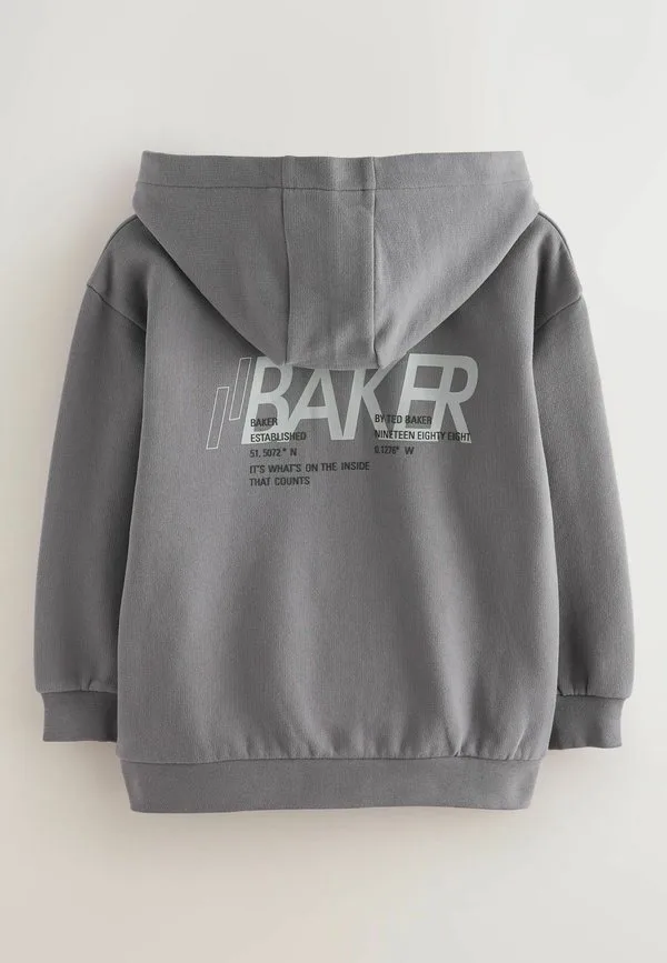 Толстовка свободного кроя на молнии с графическим принтом Baker By Ted Baker, Charcoal Grey — фото 2