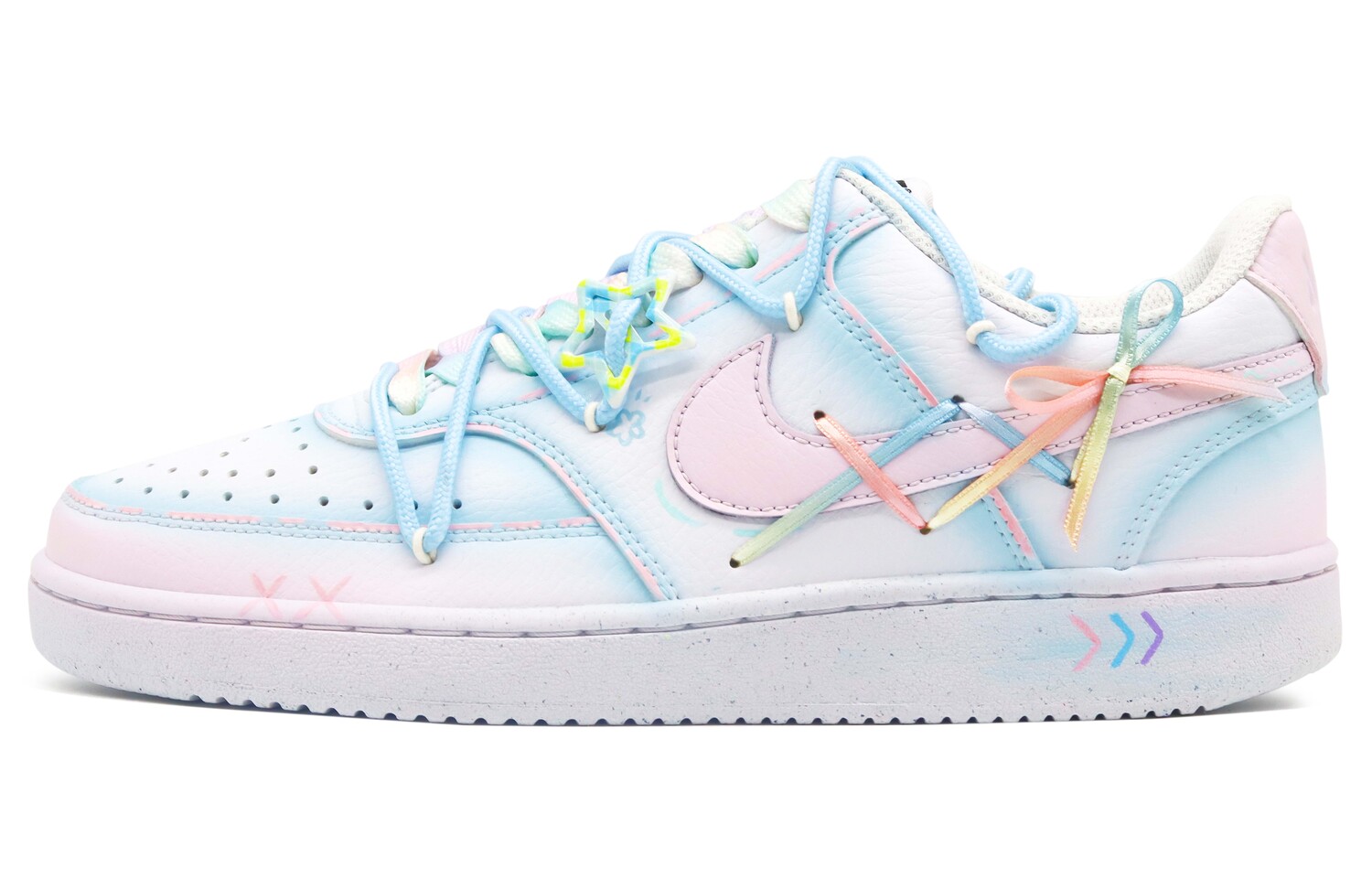 

Кроссовки Nike Court Vision 1 Skateboarding Shoes Women's Low-top White/Blue/Pink, синий/розовый/белый