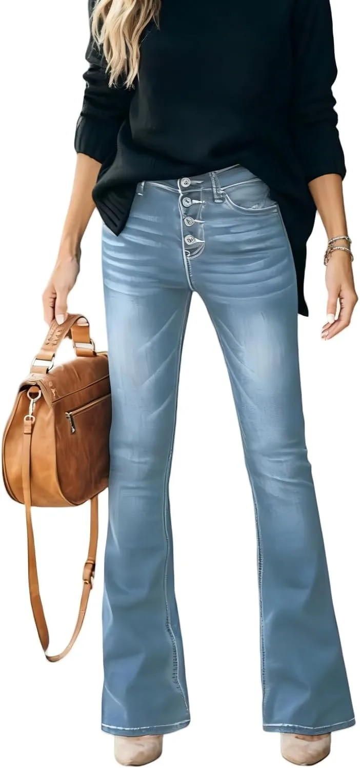 

Джинсы Flare для женщин Bootcut Bell Bottom High Waisted Stretch WGXWGX