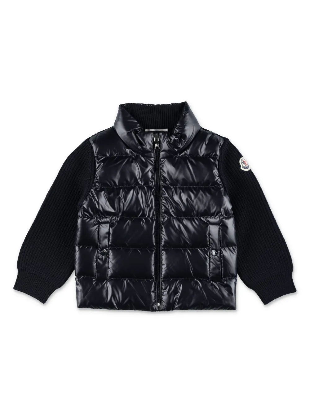 

Пуховик с нашивкой-логотипом Moncler Enfant, черный
