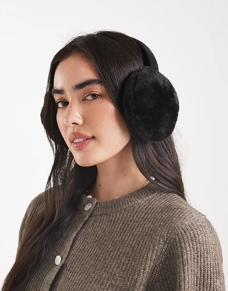 

Искусственные меховые наушники New Look черного цвета