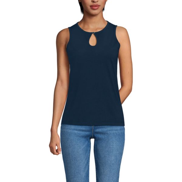 

Женская майка с вырезом Supima Lands' End, цвет radiant navy