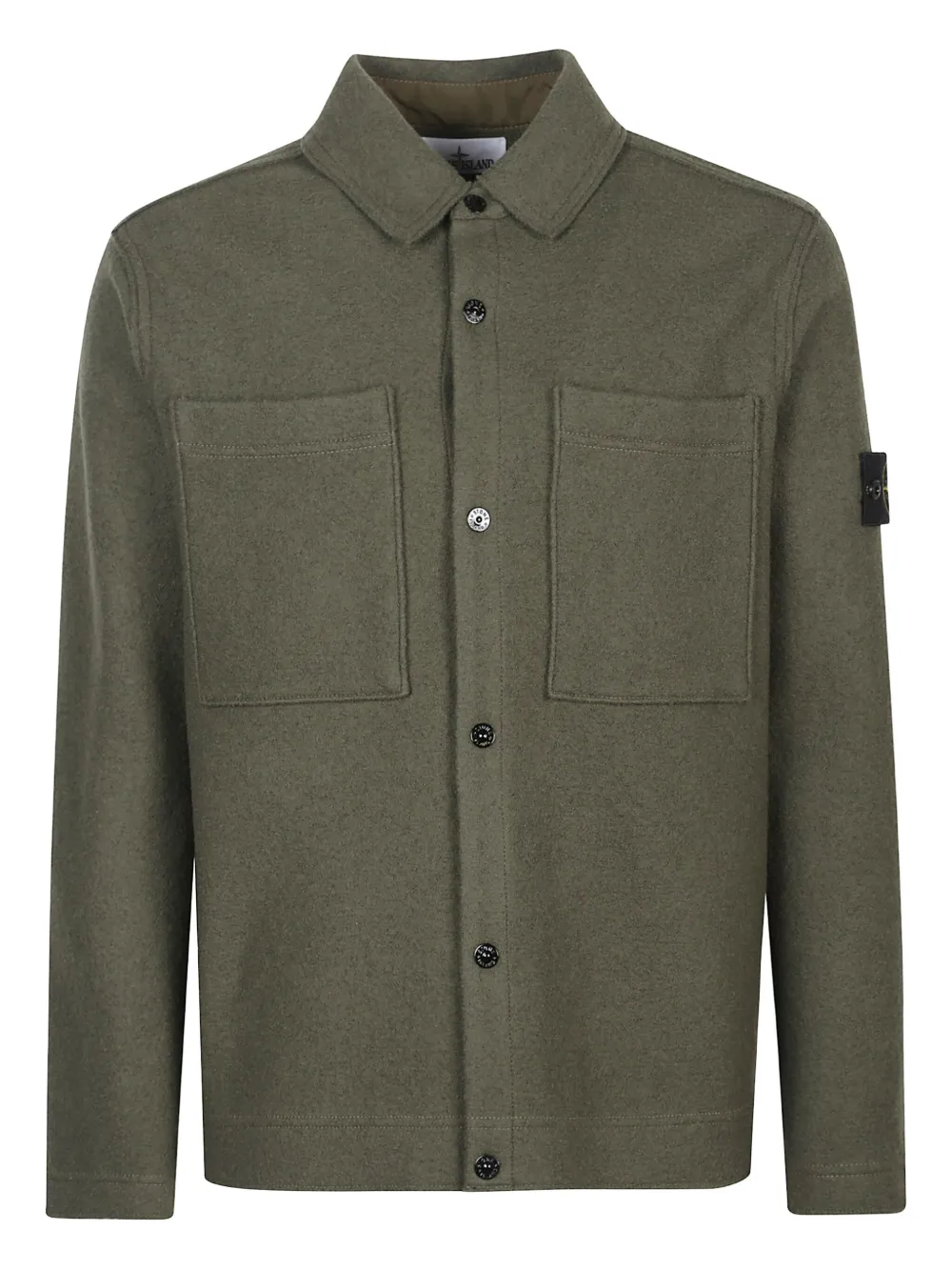 

Шерстяная куртка-рубашка с накладными карманами Stone Island, зеленый