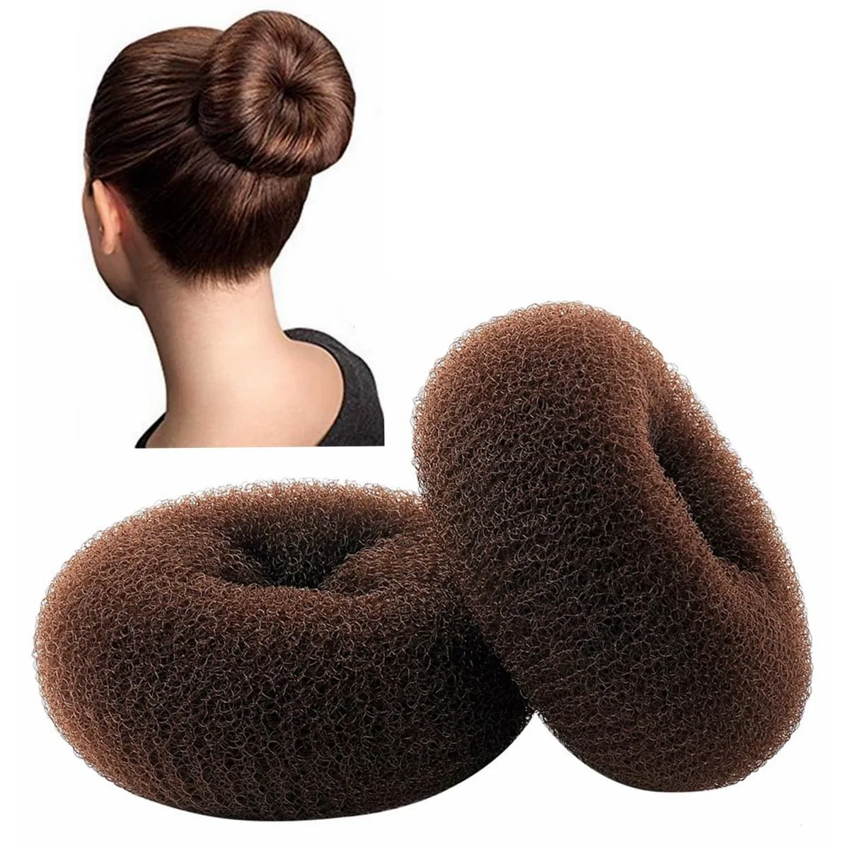 Набор из 2 больших валиков для пучка волос (коричневый) Clothobeauty, Brown