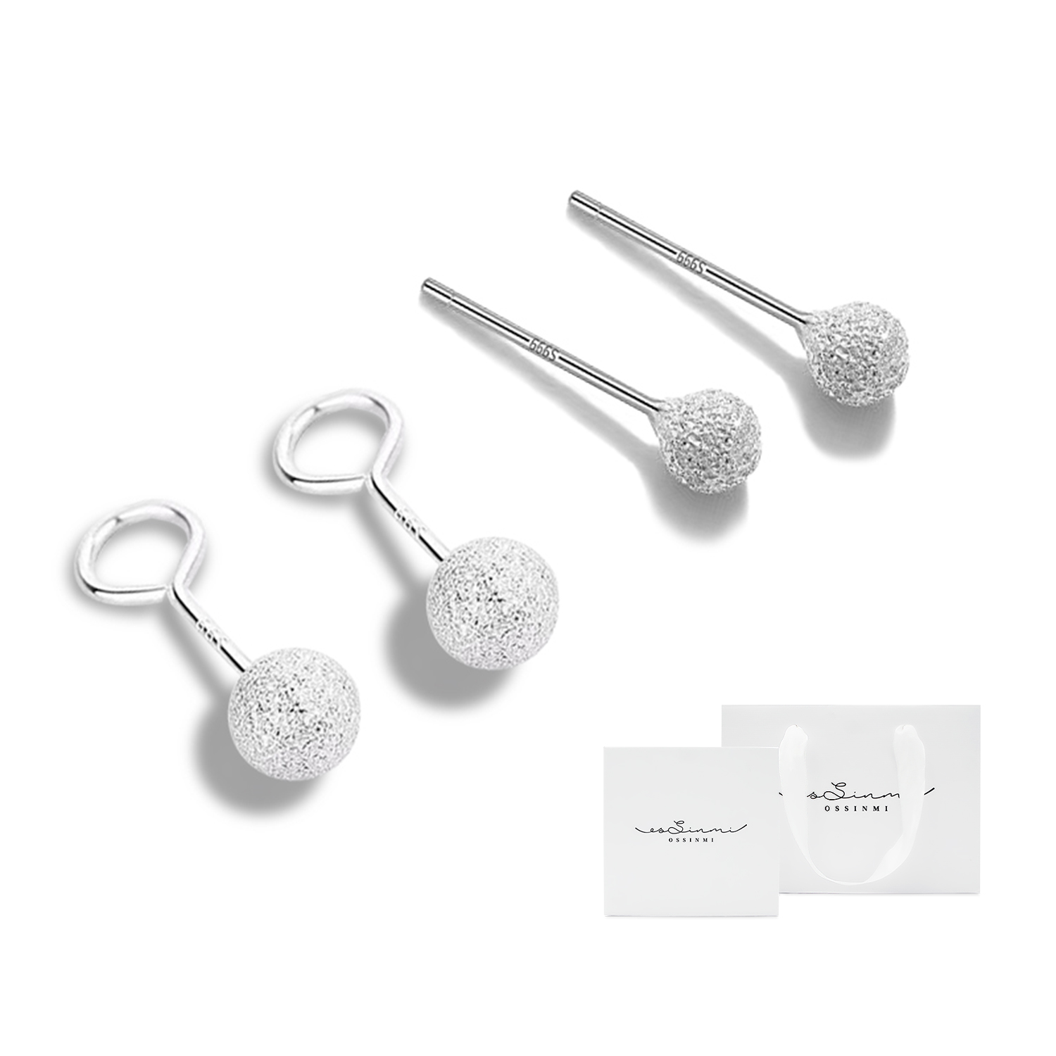 

OSSINMI Серьги-гвоздики из чистого серебра S999 для женщин