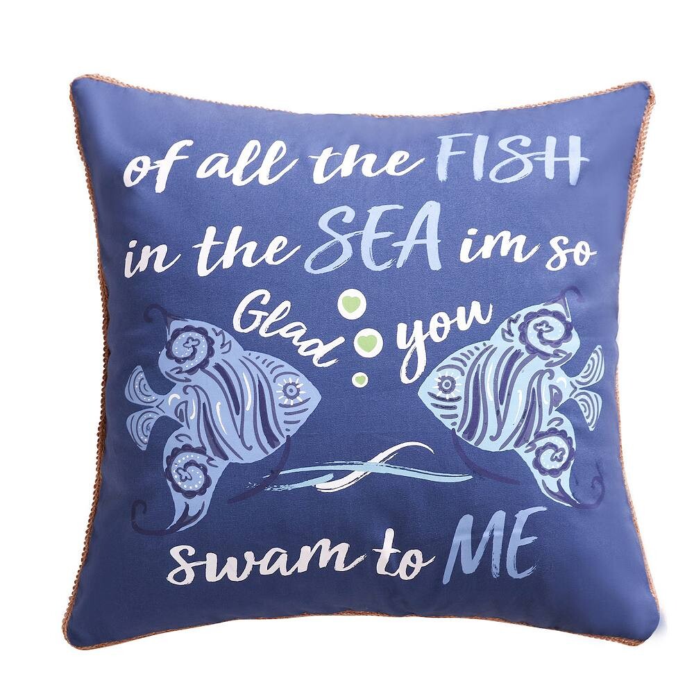 

Подушка Levtex Home Laida Beach Fish Sea Me, темно-синий