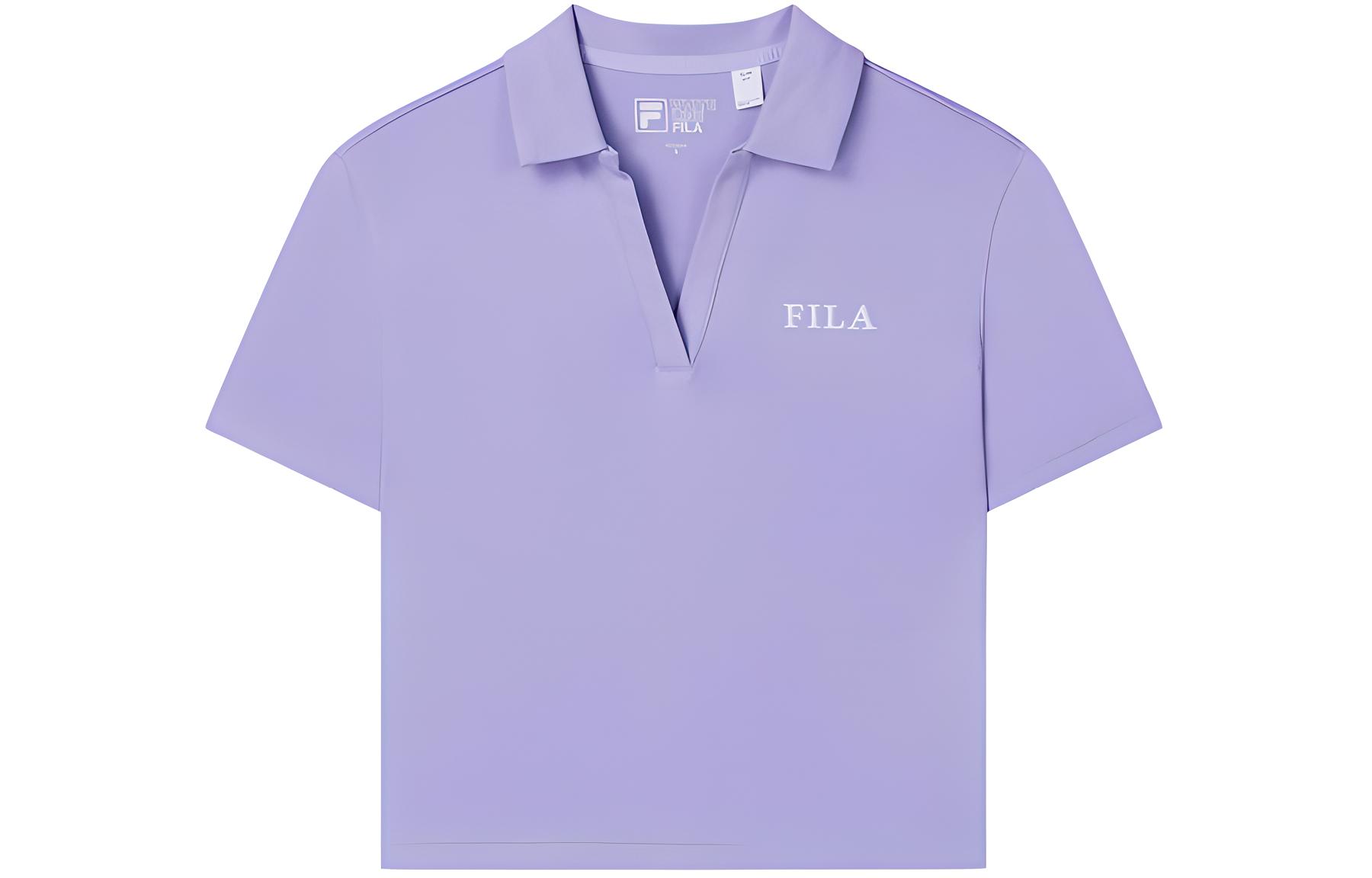 

Футболка поло женская молочно-фиолетовая FILA