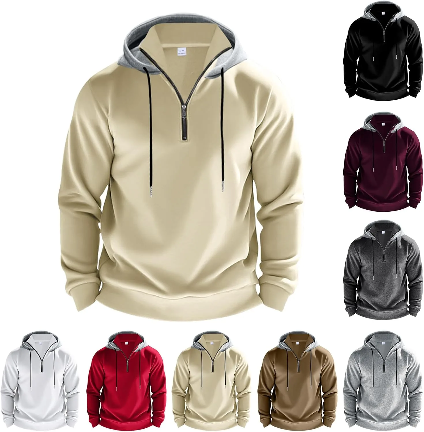 

Мужская толстовка с четвертью молнии, зимняя, утепленная, с длинными рукавами RSZGSWS