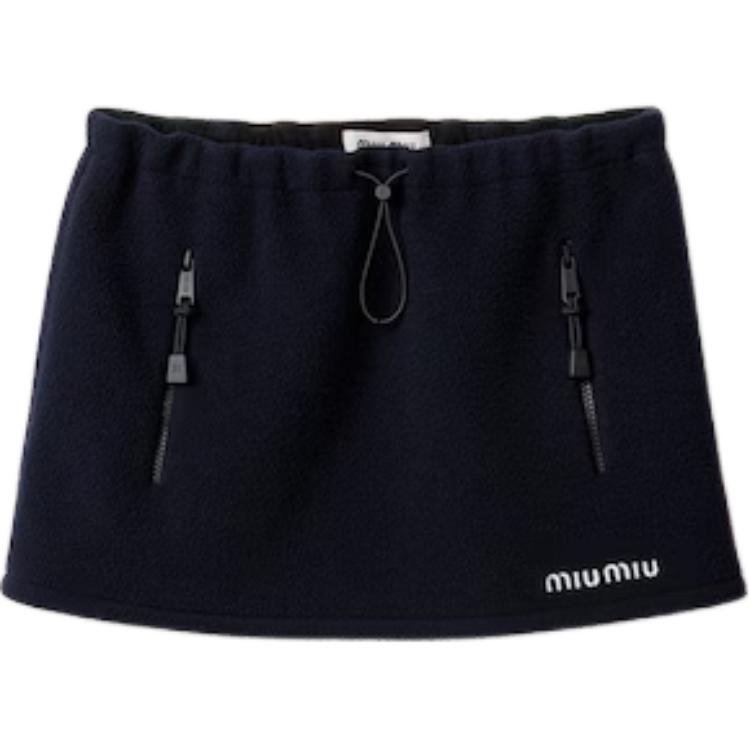Мини-юбка из флиса на шнурке MIU MIU, синий — фото 3