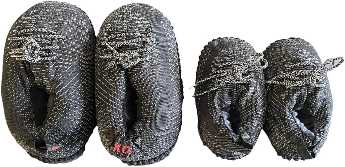 Детские тапочки-кроссовки KrazeKickz - пушистые шлепанцы для детей - универсальные Kzk, черный — фото 4