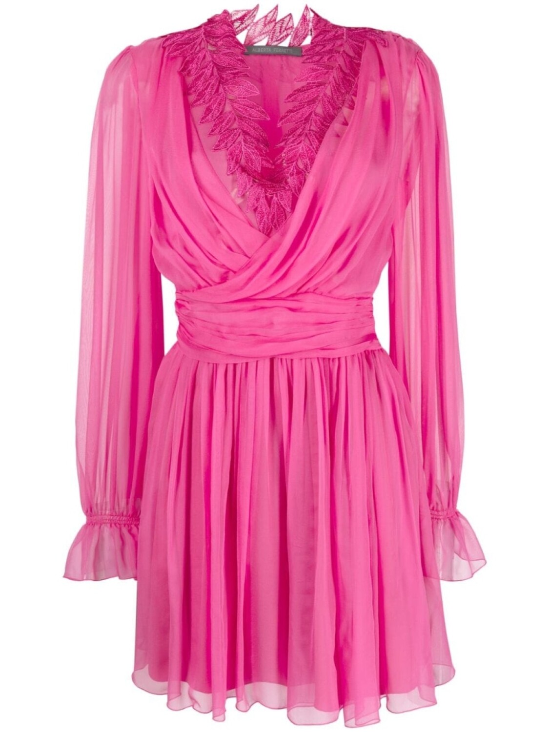 

Alberta Ferretti шелковое платье мини с кружевом, розовый