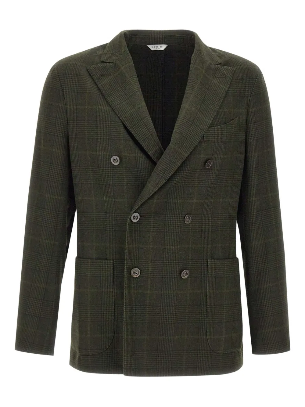 

Приталенный пиджак в клетку с лацканами-пиком Boglioli, зеленый