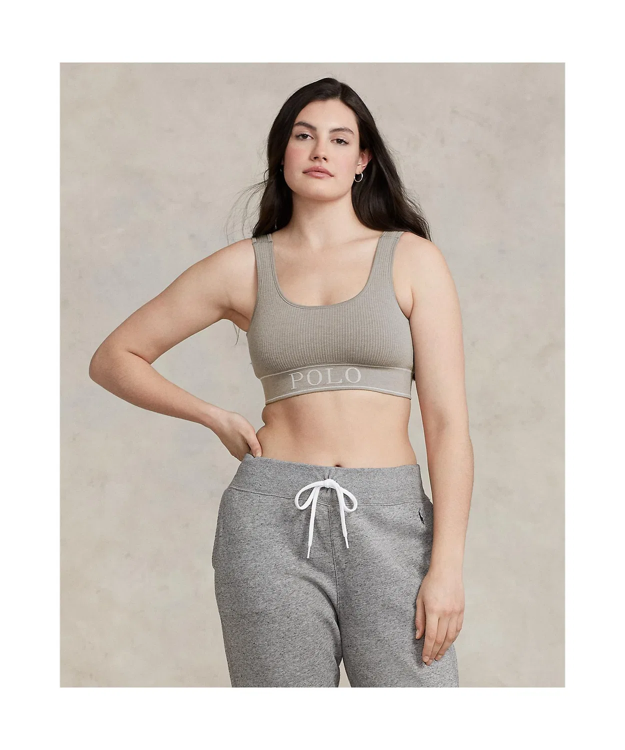 Топ-танк кроп-топ с круглым вырезом Polo из смесового трикотажа, серый — фото 3