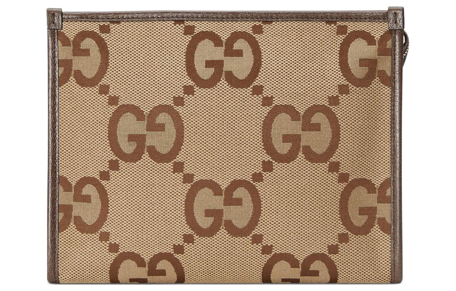 

Классическая мужская сумка-клатч из холста бежево-коричневого цвета GUCCI