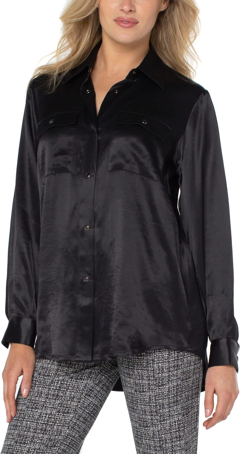 

Рубашка Liverpool Los Angeles Longline Sateen Shacket, черный