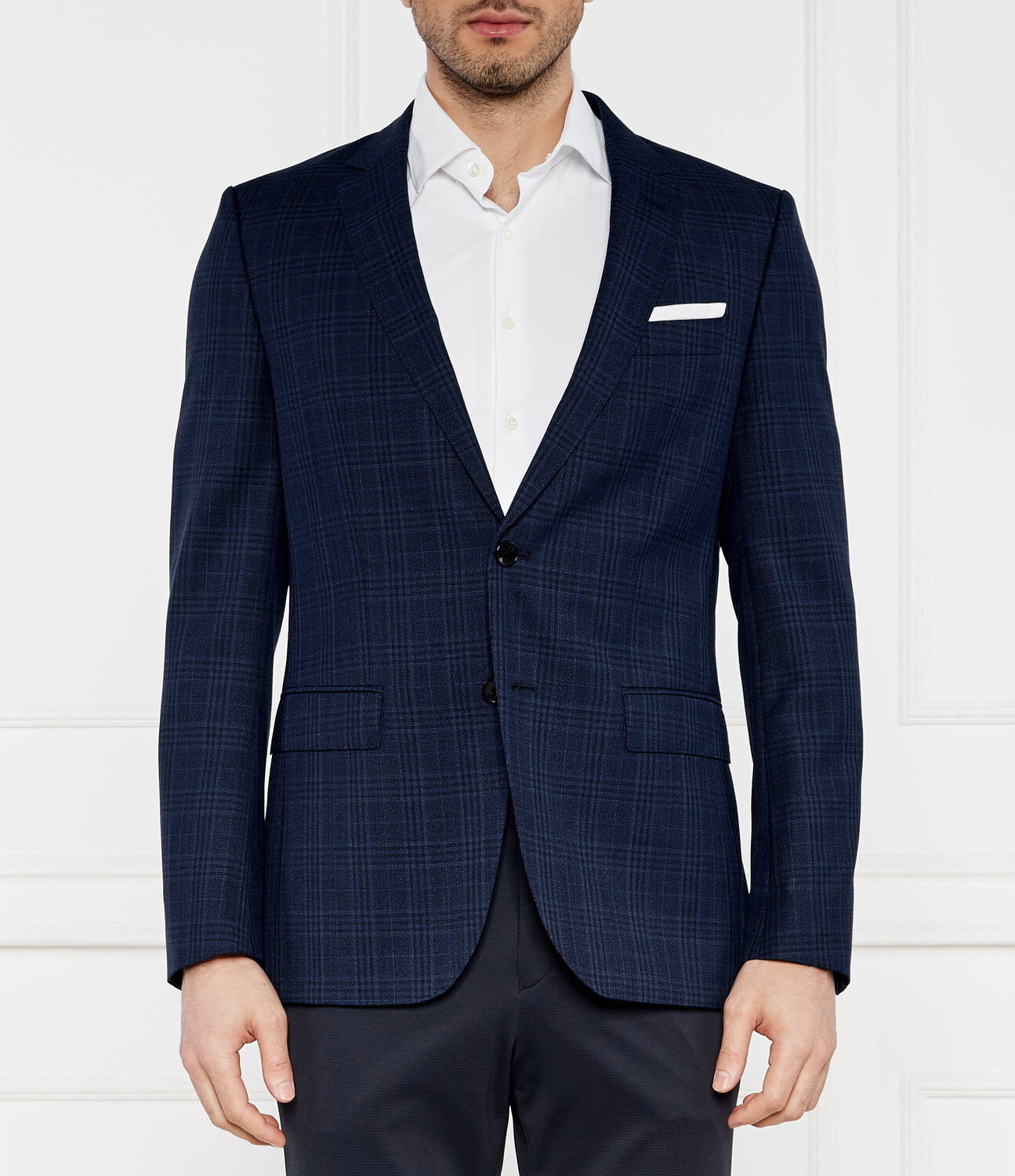 

Шерстяная куртка BOSS BLACK elegante Hutson Slim Fit, темно-синий